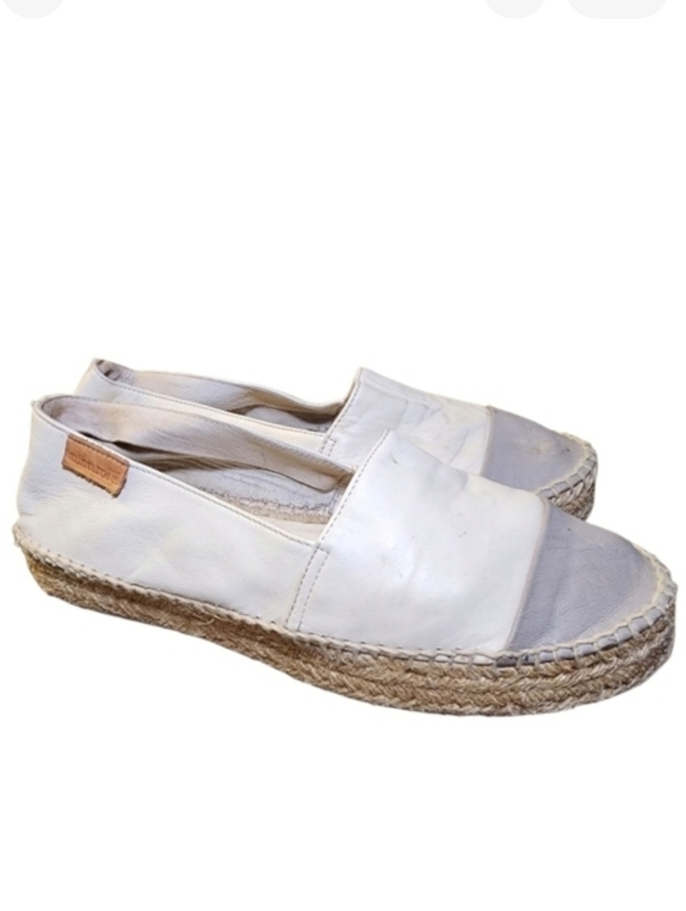Anthropologie Mint&Rose Amalfi Leather Platform Neutral Espadrilles Size 37 US 7